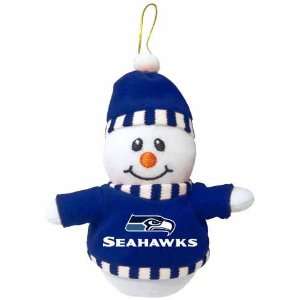  SEAHAWKS Non Breakable Soft Plush Smiling Snowman CHRISTMAS ORNAMENT 