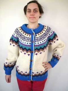 Sue Dille Handmade WOOL Ecuador Chunky Cardigan Sweater  