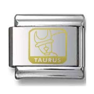  Taurus the Bull Gold Laser Italian Charm: Jewelry