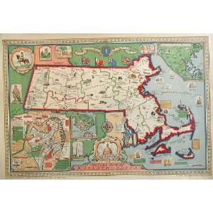  Picture Map of Massachusetts Mapmaker Harold Haven 