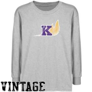Knox College Prairie Fire Youth Ash Distressed Logo Vintage Long 