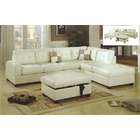   Cream bonded leather match sectional sofa with chaise lounge