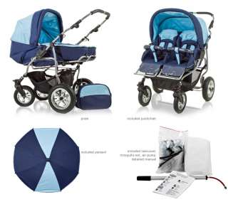 NEW DOUBLE PRAM DUET IN 14 FANTASTIC COLOURS INCLUDED ACCESSORIES 