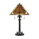   Inch Table Lamp with Mica and Tiffany Glass Shade, Vintage Bronze