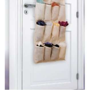   16 Pocket Hanging Organizer with Mirror, Hangs Over Doors at 