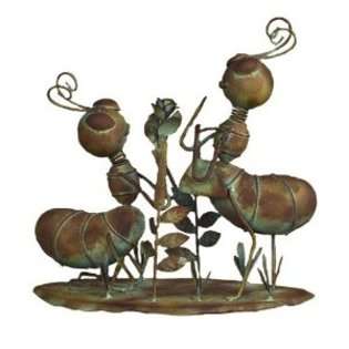 Ancient Graffiti Busy Metal Ants Looking at Flowers Outdoor Decor at 