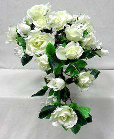 IVORY CREAM Silk Rose Wedding Cascading Bridal Bouquet  