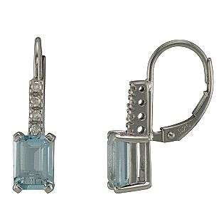 Aquamarine and Diamond Accent Earrings in Sterling Silver  Jewelry 