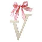 New Arrivals Wooden Letter Z with Pink Polka Dot Ribbon, Cream