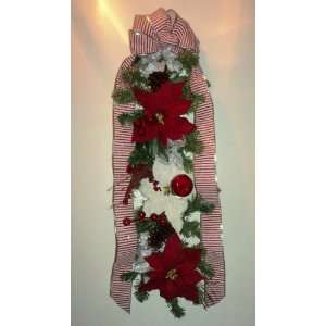   : New Christmas Red & White Poinsettia Door/Wall Swag: Home & Kitchen