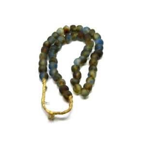  African Aqua Sea Frosted Glass Bead Necklace Jewelry