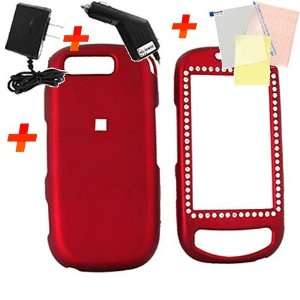  For Samsung Highlight T749 Gems Red Accessory Bundle 