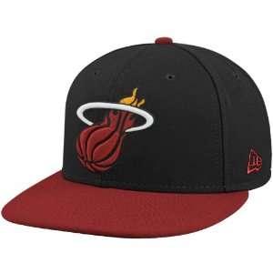 New Era Miami Heat Black Red Primary Logo 59FIFTY Flat Bill Fitted Hat 