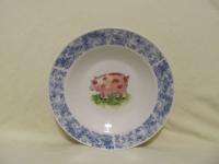 Tabletops Country Barn Pig Large Rimmed Soup Bowl  