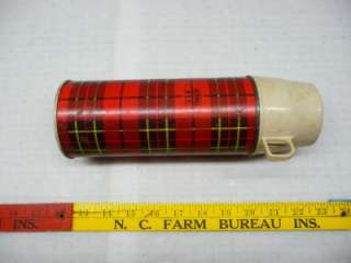 American Thermos Bottle small plaid retro old metal  