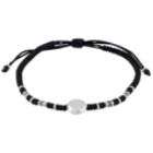 Black Thread Friendship Bracelet with Sterling Silver Chips