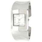 Ladies Dress Watch w/ST Square Case, White Dial and Wide ST Bangle 