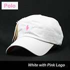 Polo Cap Casual Golf Tennis Sports Baseball Hat White with Pink Small 