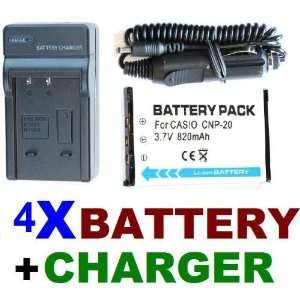  NEEWER® 4X NP 20 Batteries+ Charger Set for Casio Exilim 