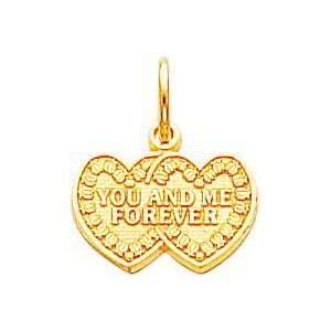  10K Yellow Gold You & Me Forever Double Heart Charm 