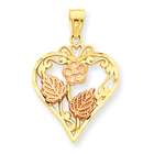 Jewelry Adviser pendants 14k Tri color Heart with Flower Pendant