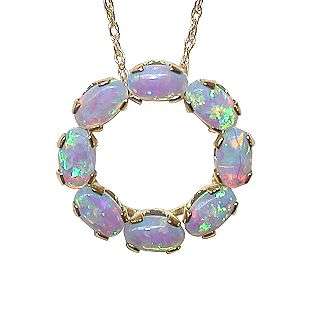Blue Opal Circle Pendant  Jewelry Gemstones Pendants & Necklaces 