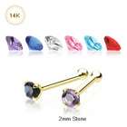 gold stud with 2mm blue cubic zirconia 20g sold individually 14k 