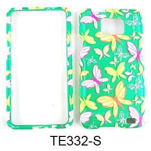   COVER FOR SAMSUNG GALAXY S II / ATTAIN I777 TRANS BUTTERFLIES ON GREEN