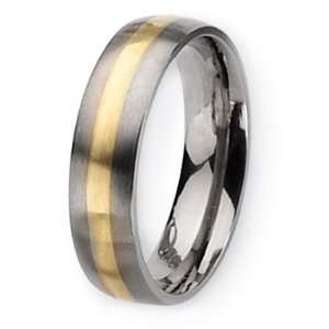  Chisel 14k Gold Inlaid Brushed Titanium Ring (6.0 mm) With Wood Box 