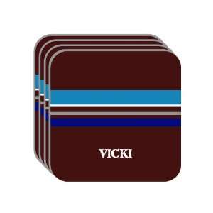   VICKI Set of 4 Mini Mousepad Coasters (blue design): Everything Else