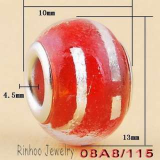 100p Lampwork Glass Spacer Charms Big Hole Beads Finding 30482  