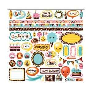 Creative Imaginations Birthday Surprise Glitter Cardstock Stickers 12 