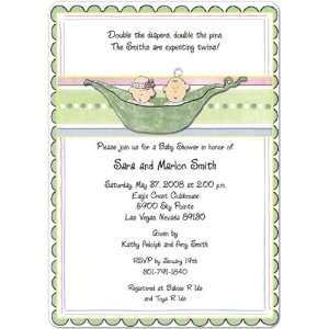    2 Peas In A Pod Mixed Magnet Small Baby Shower Invitations: Baby