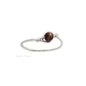  Sterling Silver Tiger Eye Bead Wire Ring Size 4: Jewelry