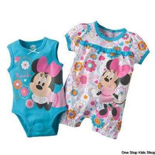 MINNIE MOUSE Baby Girls 3 6 9 Months Romper OUTFIT Set Creeper 