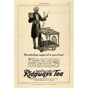  1915 Ad Ridgways India Ceylon Silver Label Tea Cup Cart 