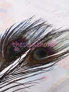 50pcs BLACK Dyed Peacock Feathers w/ Big Eyes Costume Party Favor 9.4 
