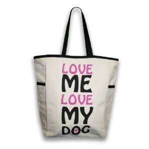  Thro 3998 Love Me Love My Dog Canvas Commuter Tote with 