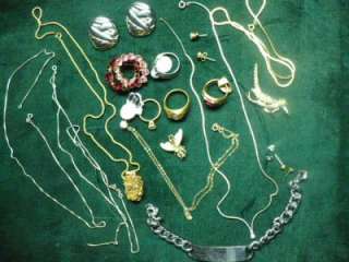 JUNK DRAWER MIXED LOT SILVER & GOLD JEWELRY FOREIGN COINS  