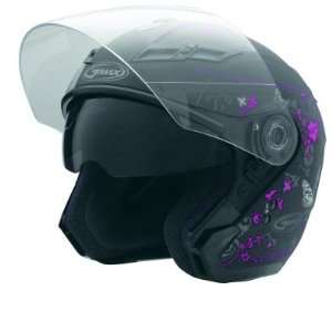 Gmax GM67S Open Face Helmet Butterfly Flat Black Pink:  