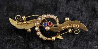 English 9K Yellow Gold Genuine Pearl T&S Brooch/Pin  