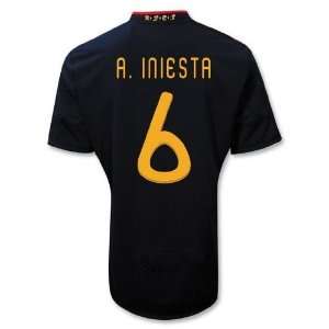  Spain Away Blue Soccer Jersey   INIESTA #6 Size XL Sports 