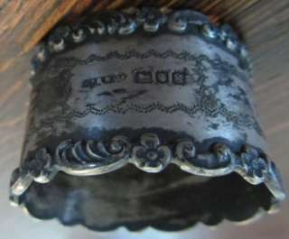 Antique 1902 Sterling Silver London Napkin Ring Holder  
