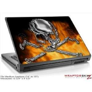  Medium Laptop Skin Chrome Skull on Fire: Electronics