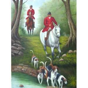   inch Britain Hunter Art Oil Painting Go Hunting/Horses: Home & Kitchen