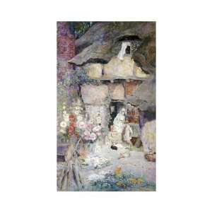   Mother And Children Feeding Rabbits Giclee