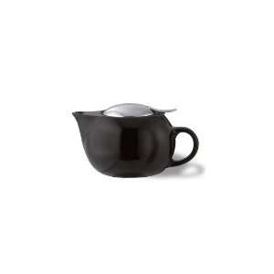     16 oz Teapot w/ Lid, Infuser Basket, Black Ceramic
