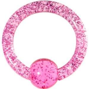  8 Gauge Pink Glitter Ball Captive Ring Jewelry