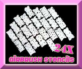 24 AIRBRUSH STENCILS Nail Art Paint Air Brush Tool #110  