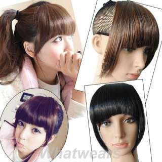 Womans Clip on Bang Neat Fringe Hairpiece Hair Extensions Headwear 
